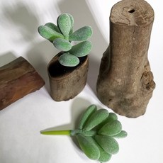 仿真多肉植物擺件, P93仿真多肉+木頭底座(隨機), 1套