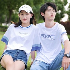 YAPOGI 2022 순면 심플한 커플룩 여름 디자인감 학생 한국판 루즈핏 빅사이즈 블라우스 1남 1녀" YAPOGI