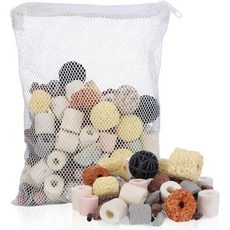 세가티 필터 미디어 12개 1 바이오 미디어 아쿠아리움 섬프 세라믹 링 활성탄 볼 민물 해양 생물 코이 어항 연못 캐니스터 (1.1파운드 메시백 포함), 1.1 파운드, 12 인 1