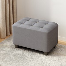 Arsjuo 현관 의자 원목 가죽 쇼파 풋 스툴, 1개, 그레이