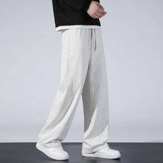 2026春秋新款青少年學生寬鬆直筒純棉加絨加厚休閒衛褲