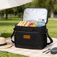 IKNOE 이중 보온 가방 및 캠핑용 냉장 가방, 8.5L, Black