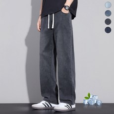 wassup 남자 밴딩청바지 여름용 얇은 텐셀데님팬츠 일자핏 밴딩청바지 일자핏 통바지