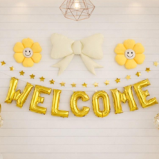 WELCOME 웰컴 풍선세트 베이비샤워 집들이 입학 축하 파티 이벤트, 1세트, 골드