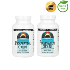 Source Naturals 소스내추럴스 포스파티딜콜린 레시틴 420mg 소프트젤, 90정, 2개