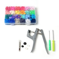 티단추 240세트 기구포함 24컬러 홈소잉 스냅단추 옷만들기 DIY 플라스틱 똑딱이 빅캣마켓, 상세페이지 참조, 1개