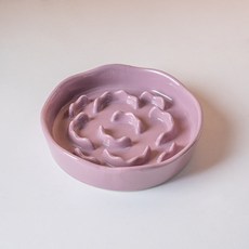 陶瓷高腳貓碗 護頸防噎寵物慢食碗, 1個, 花口慢食盤（紫色）