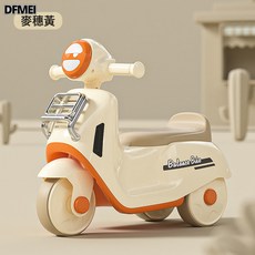 DFMEI 兒童木蘭滑行車1-3歲寶寶平衡無腳踏摩托車學步三輪車滑滑溜溜車, 1個, 奶茶黃【燈光+音樂+絲滑輪】:如圖