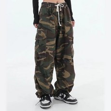 설온 여성 밀리터리 카모 밴딩 팬츠 바지