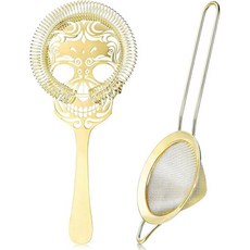 칵테일 거름망 세트 스테인리스 스틸 바 호손 및 파인 메쉬 홈 키친용 골드 드링크 2112372, Gold-2, 1개