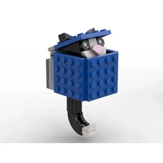 MOC 벽돌 키 체인 거치대 특이한 어린이 장난감 조립 모델 장식 DIY 걸이 링 건설 도시 빌딩 블록, 09 blue black cat