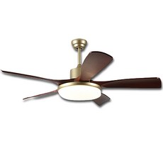 木紋扇葉LED吊扇燈，六段風速遙控，適用1.5-6坪空間, F259《金色+ABS扇葉》五葉吊桿款-52寸變頻遙控+手機APP+無極調光