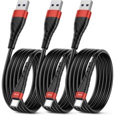OIITH Apple MFi 인증 iPhone 충전 케이블 3팩 10피트 엑스트라 롱 라이트닝 충전 코드 패스트 2.4A iPhone USB Cord Compatible wit, 10Ft, USB A TO C, Red