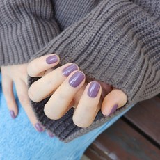 유행백서 짧은 손톱 붙이는 컬러 네일팁 라운드 숏타입 24pcs, 1개, ST104-뮤트퍼플