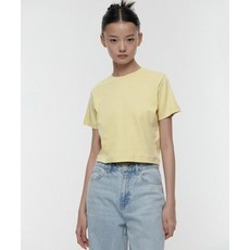 매장정품 무신사스탠다드우먼 MUSINSA STANDARD WOMAN 우먼즈 크루 넥 크롭 반팔 티셔츠 [라이트 옐로우] MWJTS5Z08-LY 541298