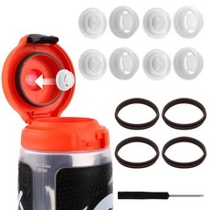 Gosknor 게토레이 물병과 호환되는 디스펜싱 고무 밸브 4개 게토레이 GX 887.2ml(30온스) 및 플라스틱 인서트 및 씰 및 스크루 드라이버용 실리콘 밸브 교체 뚜껑, 4