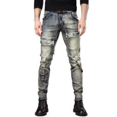 남성용 슬림 일자 스판 청바지 레저 카고 데님 팬츠 봄가을뉴타임즈 Men's jeans 4K118