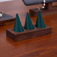 원목 반지 진열대 콘형 링 디스플레이 악세사리 반지 거치대 1개, 그린 벨벳