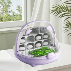 누에 성장 상자 휴대용 분리형 구획 파충류 먹이 상자 누에 운송 컨테이너 작은 동물 번식 케이스, violet, 1개