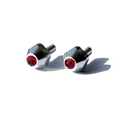 IDFR 鋁合金鑲鑽鍍鉻機車車牌螺絲 紅鑽 一組2入, 1套