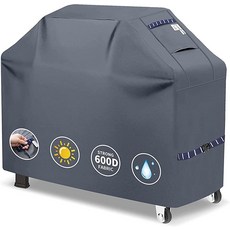 [ 936430 ] 그릴 커버 600D 튼튼함 범용 핏 방수 BBQ 프로텍터 조절 가능한 스트랩 전천후 야외 오븐 사계절용, Gray, 64" L x 26" W x 48" H, 1개