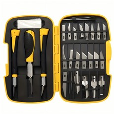 프리라이프 - 정밀 조각도 다목적 목공 조각칼 지우개 도장 비누 공예 아트나이프 30p 세트, 노란색 30pcs 세트