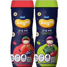 매일유업 요미요미 오가닉 퍼프 딸기 블루베리 1 단호박 고구마 1, 딸기 블루베리 + 단호박 고구마, 42g, 1세트