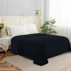 Elegant Comfort 프리미엄 호텔 품질 플랫 시트 1장 고급스럽고 부드러운 1500수 이집트 침구 시트 주름 얼룩 및 변색 방지 풀 세이지 169551, 블랙