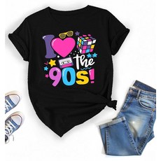 90년대 셔츠 제가 좋아하는 90년대 티셔츠 빈티지 1990년대 뮤직 테이프 티셔츠 파티용 (미국 알파 라지 레귤러 레귤러 컬러 C), 색상 D