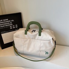 尼龍防潑水大容量旅行包, 白色