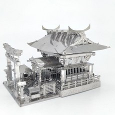 3D金屬立體拼圖 DIY手工模型 益智建築 傳統建築模型, 1個, 良願神社（無工具）