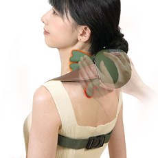 Garrl 넥엔숄더 안마기 무선 목어깨 안마기 어깨마사지기 주무름 온열 3단계 강도조절, 초록색