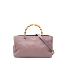 구찌 중고 2016-2025 미디엄 카프스킨 뱀부 쇼퍼 사첼 백