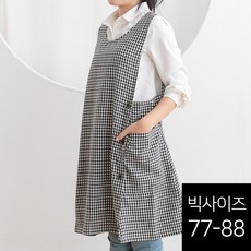 데코에버 찰랑 파스텔체크 원피스앞치마 요양보호사 L (77~88), 1개, 블랙