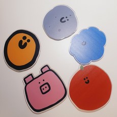 티코스터 컵받침 찻잔 텀블러 음료 잔 코스터 받침대, 스마일(오렌지)