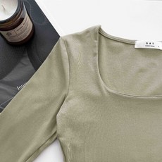 GAT 彈力顯瘦打底上衣 方領短版長袖上衣 內搭衣 T恤 韓國上衣