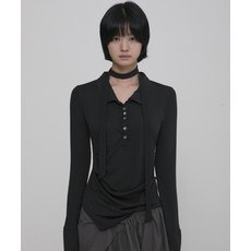 [플레어업] Asymmetrical Draped Shirt (FL-186_Black)