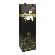 링비츠 와인 선물 포장 쇼핑백 캐리어 손잡이 럭셔리 WP13, 1개, 리본-블랙B