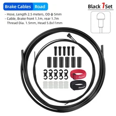 자전거 호스 케이블 세트 4mm 파이프 PTFE 코팅 탄소강 와이어 캡 포함 MTB 로드 브레이크 시스템 변속기, 01 Road Brake C07C05 BK, 01   Mainland