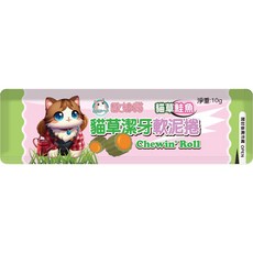 拿鐵貓花花 歐姆貓 OＭO 四種口味 貓草零食, 10g潔牙軟泥捲-貓草鮭魚 單包裝, 1個