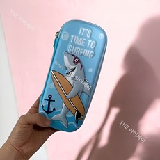 THE아이제이 EVA 2단 입체 캐릭터 필통, 1개, 서핑상어
