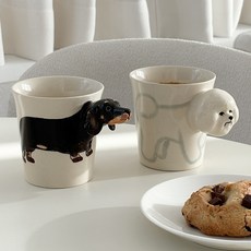 일본 로프트 머그컵 애니멀 도자기 머그컵 세라믹 머그잔 270ml 집들이선물, 비숑(Bichon), 1개