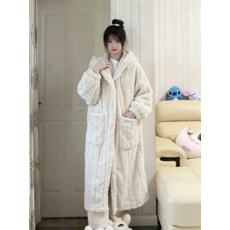 잠옷 극세사 수면조끼 플란넬 여성용 홈웨어 따뜻하고 벨벳 큰 산호 두꺼운 겨울 가운