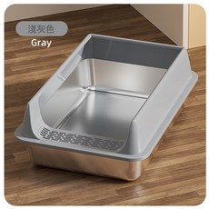 不鏽鋼半封閉貓砂盆高圍欄防外濺, 1個, 50*35*20cm不鏽鋼貓砂盆