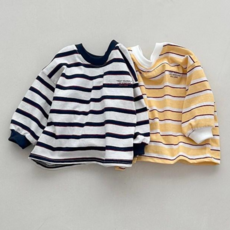 아기 긴팔 스트라이프 배색 티셔츠 데일리룩 베베룩