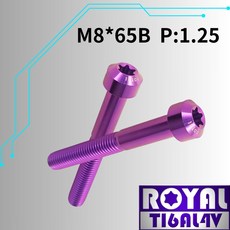 【瘋螺絲】ROYAL 鈦合金螺絲 M8*65B P:1.25 錐形螺絲 64鈦 出貨附發票 四色可選, 1個, 皇家紫