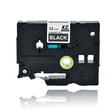 CIDY tz-231 라미네이트 tz p-터치 프린터용 블랙 온 화이트 라벨 테이프 PT-E500W 12mm, 01 12mm, 02 white on black