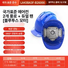 에스앤씨 안전모선풍기 하이바 헬멧 에어쿨팬 모자, 1개, 블루 2 + 듀얼 블루투스 26000 무브러시