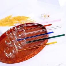 UNBAISER 고붕소 내열유리 국자 유리 국자 티스푼 긴손잡이 국자 컬러별로 1개씩=6... 6개, 1개, 푸른색