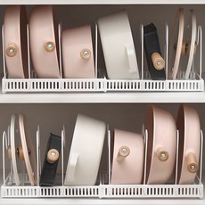 1+1 길이조절 냄비 후라이팬 정리대 그릇 접시정리, 화이트, 2세트, 7단